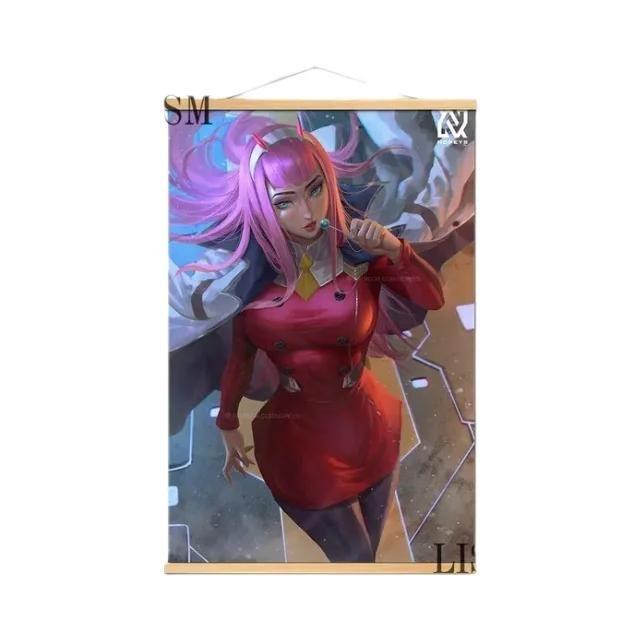 Zero Two Anime Poster Canvas Wall Art HD Impressão Em Madeira